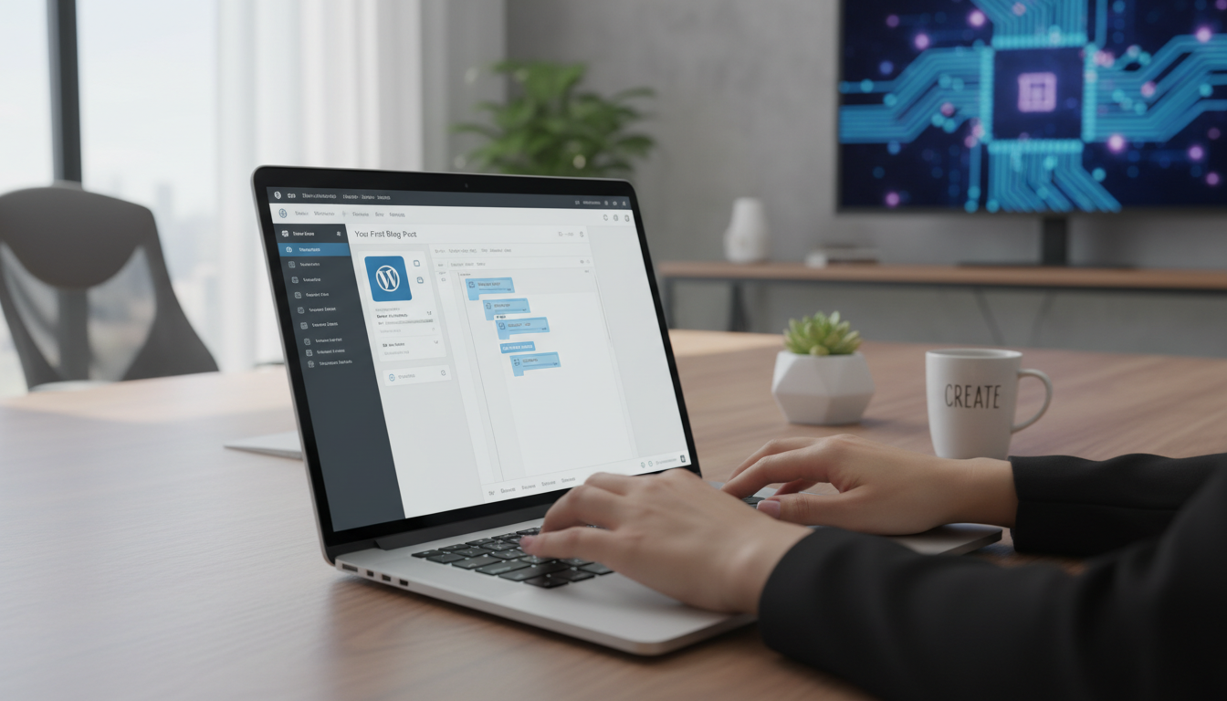 Painel do WordPress para iniciantes em laptop