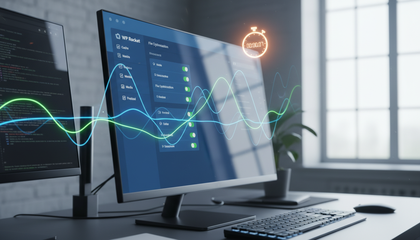 Interface do WP Rocket com Configurações Essenciais para otimização de velocidade em blog WordPress