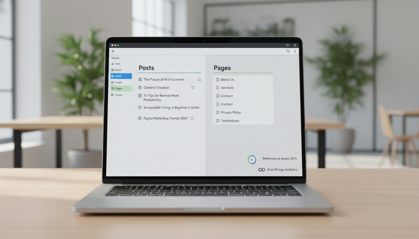Painel WordPress comparando Postagens e Páginas